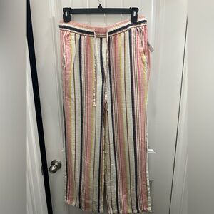 NWT Old Navy Striped Pink & White Lightweight pants linen blend M